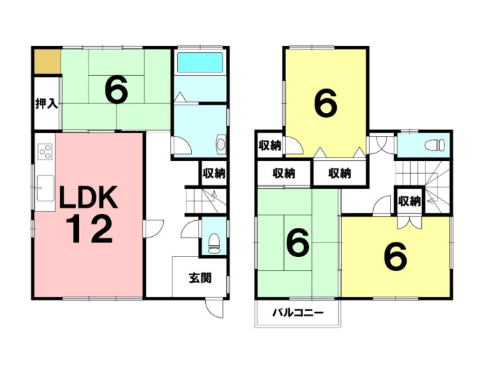 高知市神田　中古戸建ての間取り|1380万円　土地面積111.89㎡　建物面積97.71㎡　4LDK　南向き