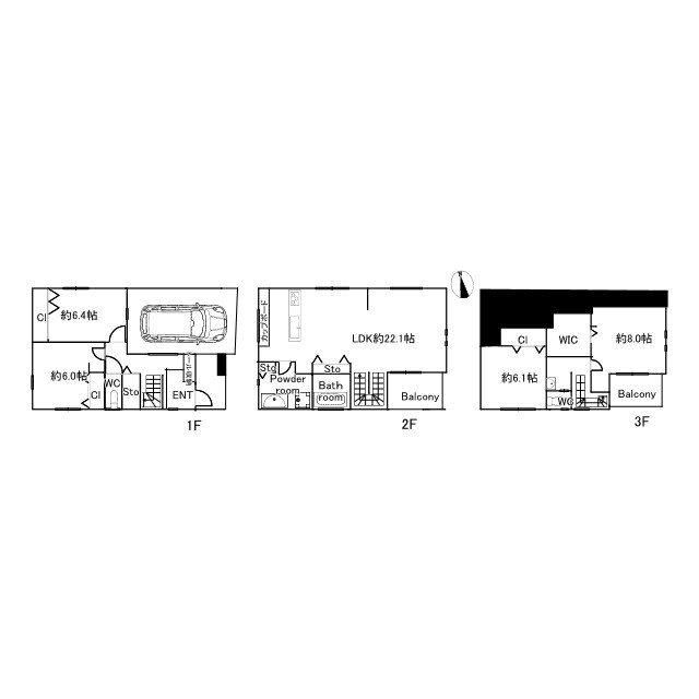 品川区西大井2丁目　新築分譲住宅A棟の間取り|LDK22帖以上の2LDK＋2S。延床面積：144.91㎡　