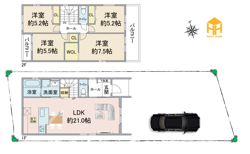 テラシエ尼崎市東園田町1丁目新築一戸建ての間取り|※図面と現況が異なる場合は、現況を優先します。
