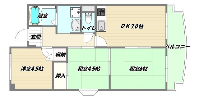 大阪市東淀川区下新庄６丁目の賃貸マンションの間取り