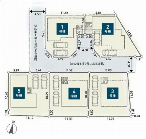 【区画図】 | 【仲介手数料０円】秦野市第3戸川　新築一戸建て　全5棟 | 秦野市第3戸川　新築一戸建て　全5棟