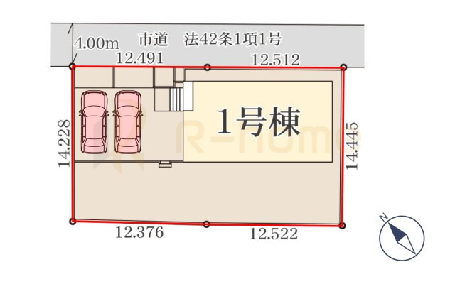 小美玉市納場第5　新築戸建て　1号棟の区画図|大きなお買い物だからこそ、メリット・デメリットを伝えさせて頂きます。
R-homeにお任せください♪