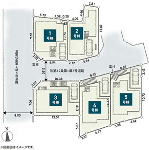 戸塚区上矢部町 新築戸建 4480万円の区画図|5号棟