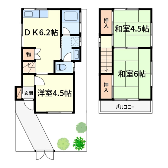 【間取り】 | 丘の上の陽だまり（松が丘町４丁目戸建て）
