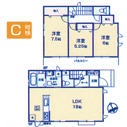 昭島市福島町2丁目　新築戸建全3棟の区画図