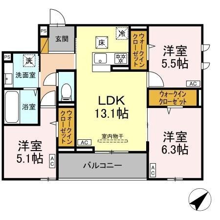 CLASSEUM都賀の間取り
