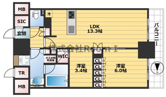 【間取り】 | ザ・パークハビオ谷町六丁目クロス
