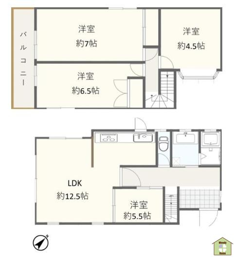 越谷市東越谷5丁目　中古一戸建ての間取り