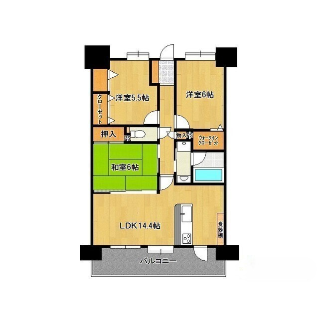 久留米市荘島町の賃貸マンションの間取り