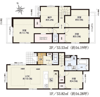 【間取り】 | 【仲介手数料無料！！】府中市西府町3丁目　新築戸建て（全2棟）1号棟　6799万円 | 1号棟