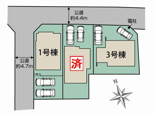 【区画図】 | 【仲介手数料０円】秦野市千村1丁目　新築一戸建て　全3棟 | 秦野市千村1丁目　新築一戸建て　全3棟