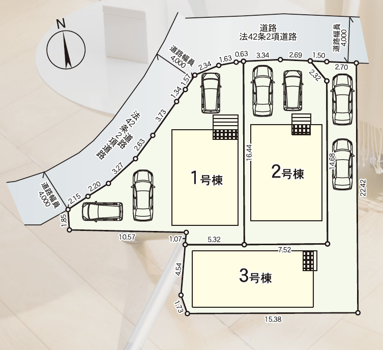 久留米市宮ノ陣5丁目【3号棟】新築戸建ての区画図