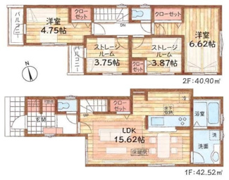 【間取り】 | 【仲介手数料無料！！】府中市若松町3丁目　新築戸建て（全3棟）3号棟　6390万円 | 3号棟