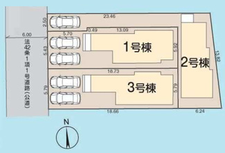 【区画図】 | 【仲介手数料無料！！】府中市若松町3丁目　新築戸建て（全3棟）3号棟　6390万円