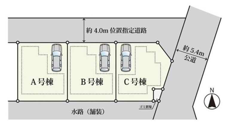 中野区白鷺3丁目　開放的なロケーション　角地含む全3棟の区画図|開放的なロケーション♪角地含む全3棟の誕生です♪