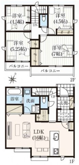 【間取り】 | 【仲介手数料無料！！】府中市是政２丁目　新築戸建て（全4棟）4号棟　5090万円 | 4号棟