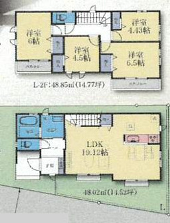 【間取り】 | 南区西大沼3丁目 L号棟 | 都市ガス　掃き出し窓シャッター付　浴室乾燥機+窓　バルコニー2箇所　全居室収納　リビング収納　LDK19.1帖