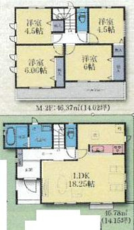 【間取り】 | 南区西大沼3丁目 M号棟 | 都市ガス　掃き出し窓シャッター付　浴室乾燥機+窓　二部屋から行き来できるバルコニー　全居室収納　LDK18.2帖