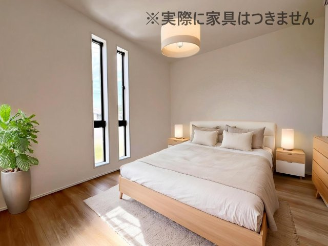新築戸建・新築建売　福島市森合字北谷地　森合小学校・第四中学校の洋室|画像はバーチャルホームステージングの加工による演出で、実際の家具は付きません。