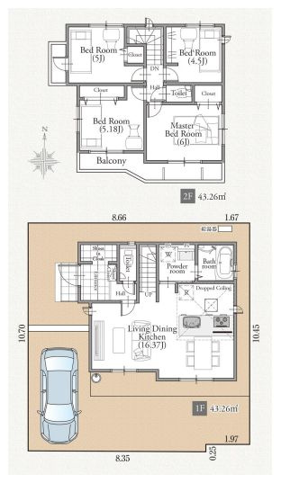 【間取り】 | 西東京市南町６丁目　新築戸建て　１０号棟 | 南向きバルコニーで陽当り良好、洗濯物は乾き良し