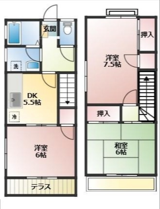 春日部市南３丁目のアパートの間取り
