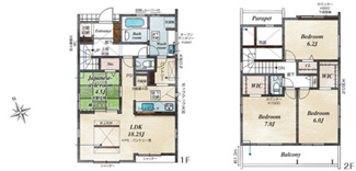 【間取り】 | 千葉市花見川区作新台三丁目　新築分譲住宅１号棟 | 千葉市花見川区作新台３丁目　１号棟　４LDK