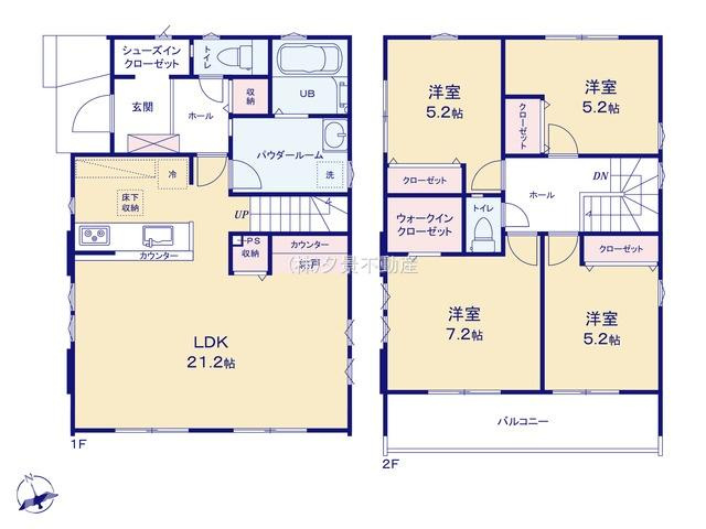 《仲介手数料無料》和光市新倉４丁目1-6新築一戸建てフィット エーの間取り