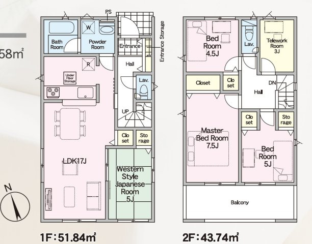 久留米市東合川新町【2号棟】新築戸建ての間取り