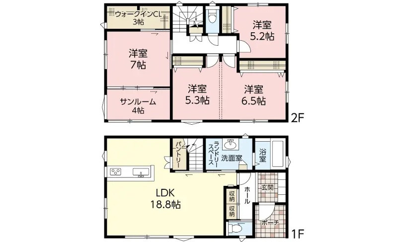 広島市佐伯区美鈴が丘東2丁目　新築一戸建ての間取り