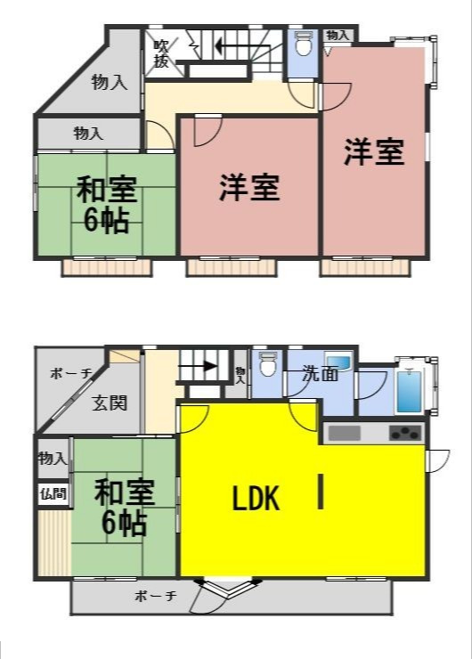６６４９７　各務原市那加住吉町中古戸建ての間取り