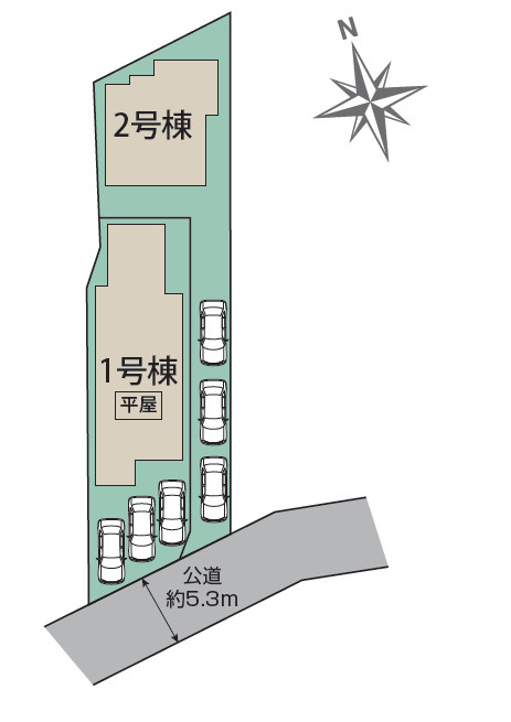 平塚市四之宮2丁目　新築戸建　全2棟1号棟の区画図