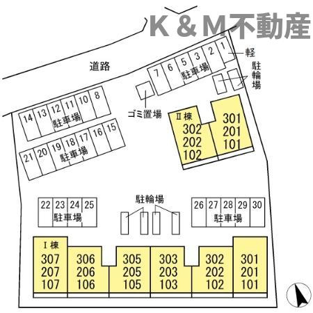 フラッツ酒井根　Ⅱ号棟の区画図