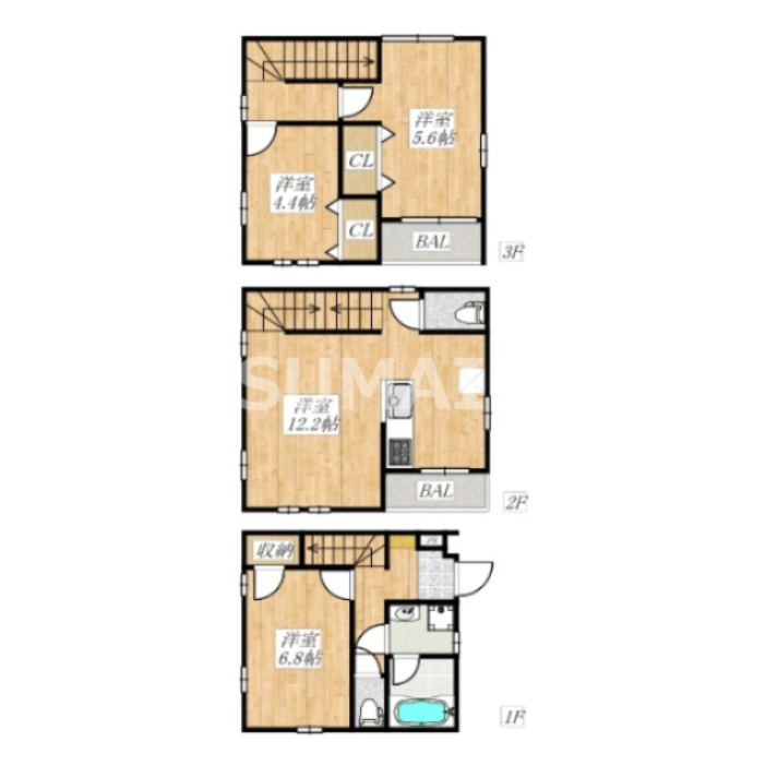仮称）ミ・パティオＢ棟の間取り|間取りです。