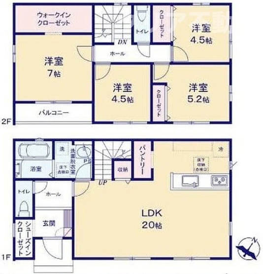 【間取り】 | 佐波郡玉村町1期　新築2号棟リビング20帖！