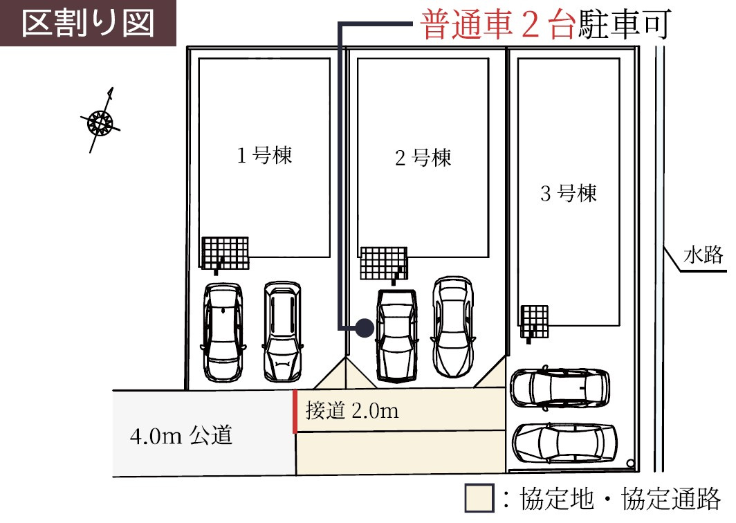 越谷市登戸町2号棟　新築戸建の区画図