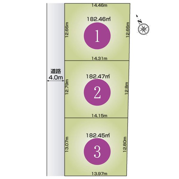 【区画図】宇都宮市東峰町（全3区画）■ファイブイズタウン■