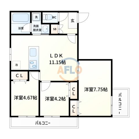 エス.フィールド奏の間取り|エス.フィールド奏　間取り