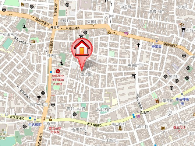 新宿区南榎町のアパートの地図