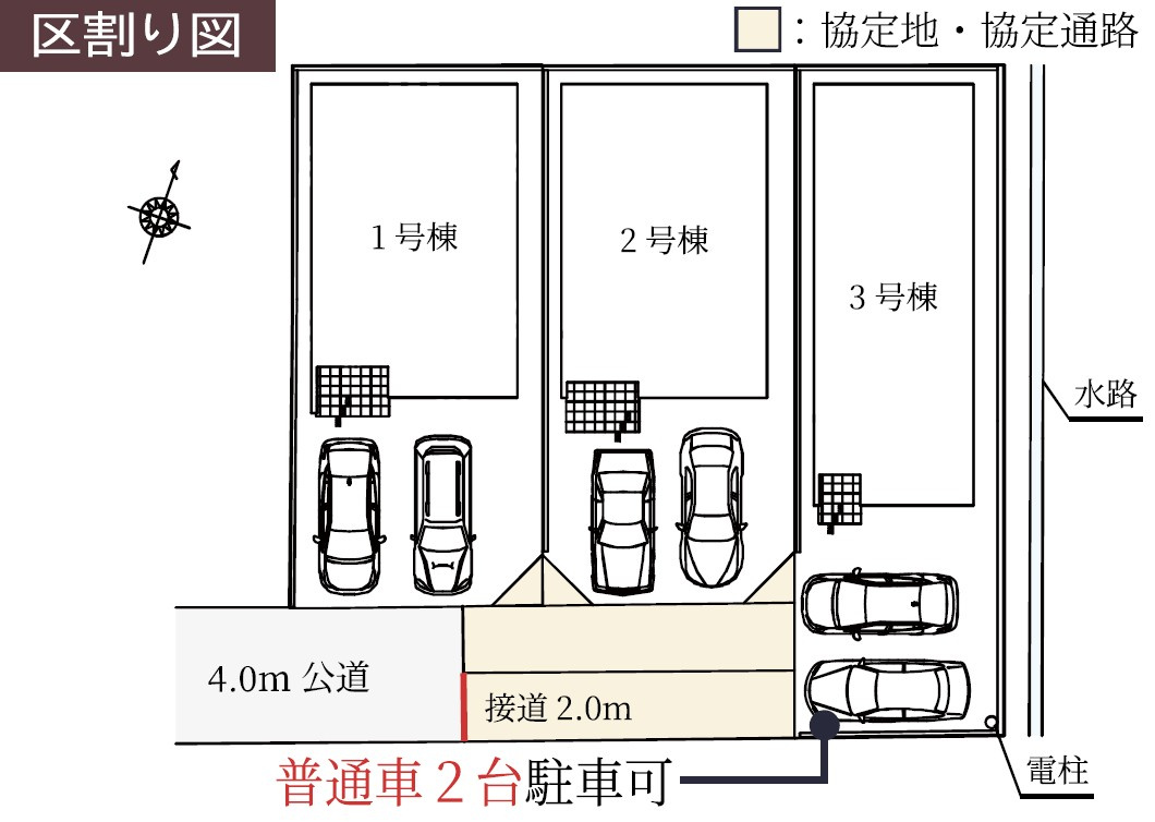 越谷市登戸町3号棟　新築戸建の区画図