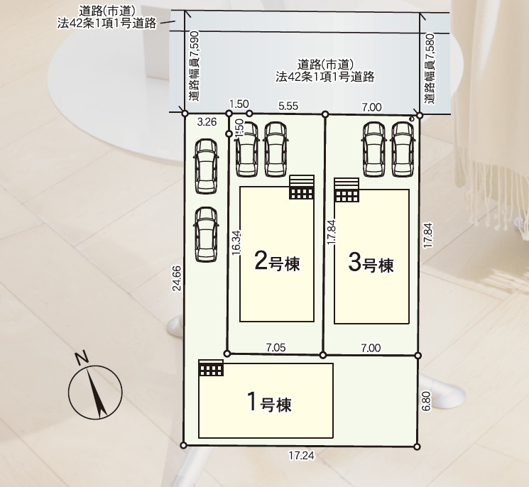 久留米市東合川新町【3号棟】新築戸建ての区画図