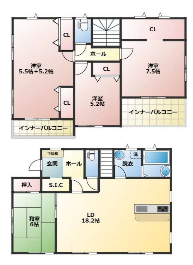 【中古戸建】高崎市箕郷町矢原の間取り|■間取り図｜敷地面積：312.39（約94.49坪）　建物面積：118（約35.69坪）