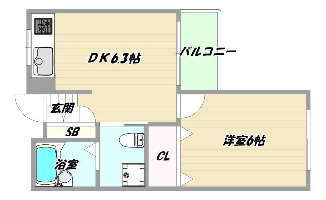 大阪市淀川区西中島１丁目の賃貸マンションの間取り