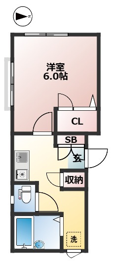 ラーク駒沢　1フロア1住戸　バストイレ別　駅近の間取り