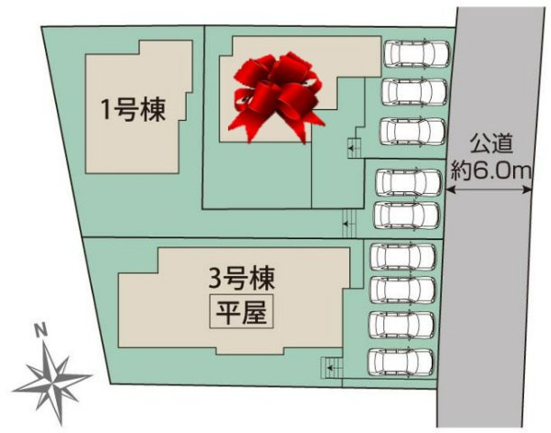 【ブルーミングガーデン】宇都宮市五代2丁目 全3棟の区画図|早くも1邸成約済みです！