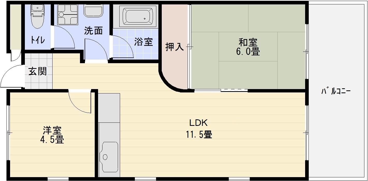 メゾン大邦国分の間取り|メゾン大邦国分　河内国分　2LDK