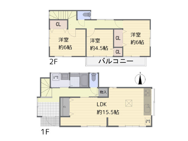 【間取り】 | 東久留米市神宝町2丁目　中古一戸建住宅　(保谷店) | 全居室南向きにつき陽当たり良好！収納豊富でお部屋を広々使える3LDKの間取り！※図面を基に作成しています。現況と異なる場合は現況を優先いたします。