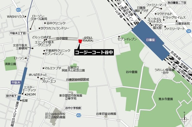 コージーコート谷中の地図