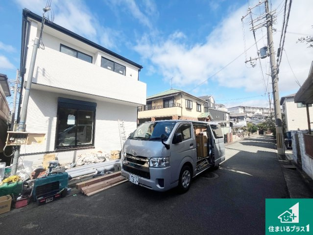 加古郡播磨町北本荘　第9期　新築一戸建ての前面道路含む現地写真|周辺は落ち着いた街並みの住宅地！子育てがしやすい住環境です！まだ未完成ですが、現地でしかわからない事もございます。是非一度ご覧ください。
