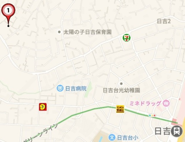 グランデュール日吉の地図