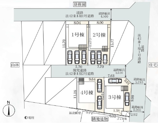 平塚市山下第15　新築戸建　全4棟1号棟の区画図